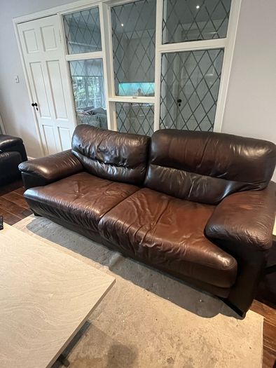 Brown Leather 3 Seater Couch