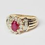 GENUINE 14k Oval Ruby Diamond Accent Halo Ring Sz 5.25 Image 2
