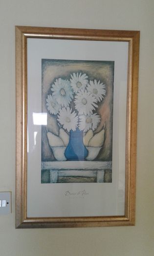 Vintage Gilt-Framed Glass-Fronted Floral Print.