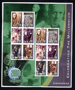 2000 Ireland Celebrating the Millennium Commemorative Stamp Series 3 Discoveries Sheet Fine CDS Used Fine Used with Dublin cancel of 29th February 2000 (First day of issue) on envelope extract