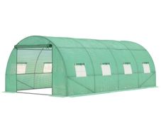 Walk-in Polytunnel Greenhouse - Outdoor Garden Tunnel Greenhouse Tent with Zipped Roll-Up Door and 8 Mesh Windows, 6 x 3M