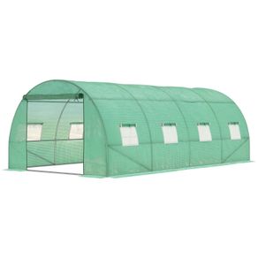 Walk-in Polytunnel Greenhouse - Outdoor Garden Tunnel Greenhouse Tent with Zipped Roll-Up Door and 8 Mesh Windows, 6 x 3M