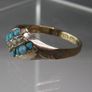 Antique Victorian 9ct Gold Turquoise & Seed Pearl Cluster Ring Fully Hallmarked Image 2