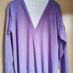BNWT - Sandro Esther Parme Lilac High Neck Layered V Neck wool Jumper UK 12