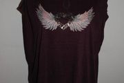 Wrap burgundy oversize embroidered top size UK10/12 EU38/40 Postage included