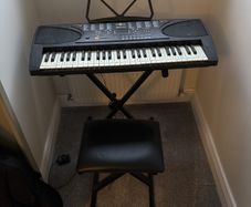 Keyboard with stand and stool