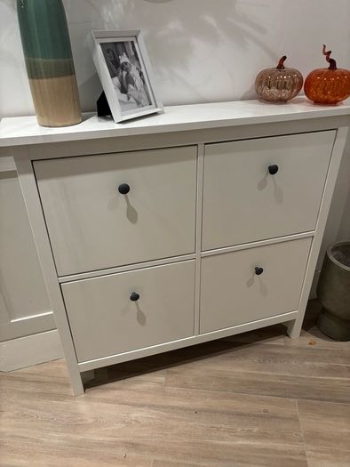Slim white shoe cabinet