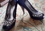 Beautiful Navy Beaded Shoes