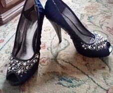 Beautiful Navy Beaded Shoes
