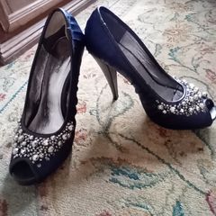 Beautiful Navy Beaded Shoes
