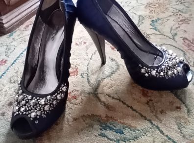 Beautiful Navy Beaded Shoes