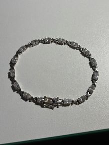 Sterling Silver Tennis XOXO Bracelet with Cubic Zirconia Stones