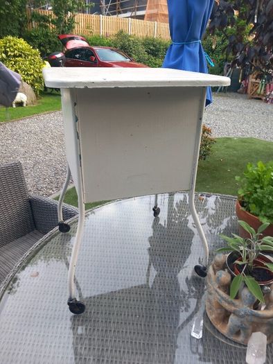 Metal side cabinet, painted white, D18
