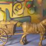 Horse with Cart Ornament Statue Figure Scuplture Image 6