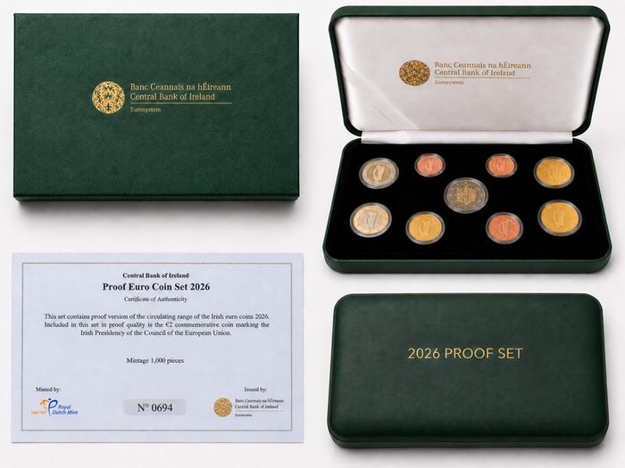 2026 Ireland Euro Coin Set. 5.88 Euro. 9 Coins. Proof