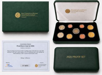 2026 Ireland Euro Coin Set. 5.88 Euro. 9 Coins. Proof