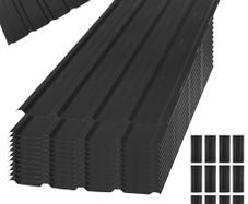 12 x Trapezoidal Sheet 7 m, 110 x 45 cm, Metal Galvanised Rust Resistant Weatherproof Profile Sheet Roof Sheet Corrugated Sheet Roof Panels Tool Shed Carport (BLACK-12 Pieces)