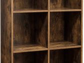 _bookcase with 6 compartments, office shelf, cube shelf, standing shelf, for living room, bedroom, office, children's room, vintage brown