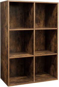 _bookcase with 6 compartments, office shelf, cube shelf, standing shelf, for living room, bedroom, office, children's room, vintage brown