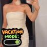 PrettyLittleThing cream dress matching neck tie Image 6
