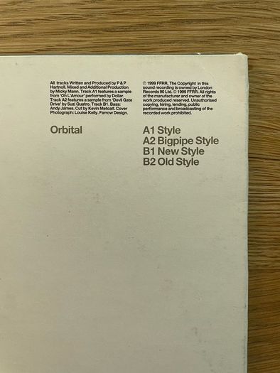 Orbital - Style - 12" Vinyl Single - 1999 FFRR Recordings