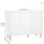 White Sideboard Cabinet with 3 Doors Scandinavian Storage Unit with Adjustable Shelves 107x40x80 cm Image 2