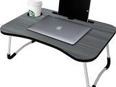 Laptop Bed Table Lap Standing Desk for Bed and Sofa Breakfast Bed Tray Laptop Lap Desk Folding Coffee Tray Notebook Stand Reading Holder for Couch Floor Kids(60 x 40 cm) (Black)