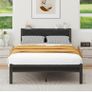 Double Bed Frame with Wooden Storage Shelf Headboard, Metal Platform Bed Frame Double Bed, No Box Spring Needed, Enhanced Support, Black Image 10