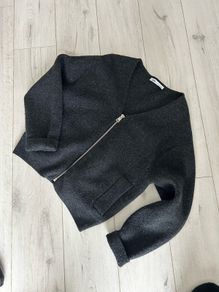 Zara woman's grey zipper wool jacket size S