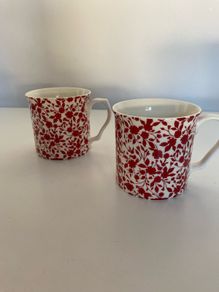 Shannonbridge mugs x2 - Red Flowers - New