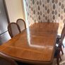 Vintage Solid Beech Wood Extending Dining Table & 6 Rattan Chairs (Made in Singapore) Image 4