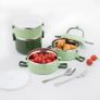 SANQIAHOME Multi-layer Stackable Stainless Steel Lunch Box, Leak-proof, Green Image 4