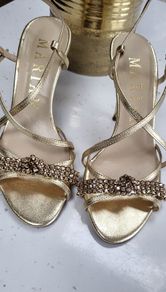MARIAN Gold Leather diamante strappy heels Sz 38 ( Fit 5UK) - Rrp 135 (New)