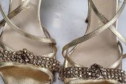 MARIAN Gold Leather diamante strappy heels Sz 38 ( Fit 5UK) - Rrp 135 (New)