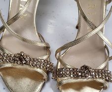 MARIAN Gold Leather diamante strappy heels Sz 38 ( Fit 5UK) - Rrp 135 (New)