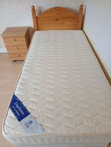 Single bed pine headboard and locker