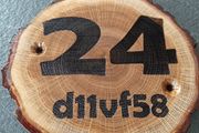 Personalised House number with eircode door plaque, oak slice