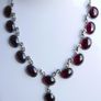 Vintage Garnet Sterling Silver Necklace,925 purity,9/8mm oval Cabochon, Natural Gemstone, Beautiful Silver Necklace, length- 18 " - 14,45g Image 3