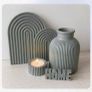 Modern 3D Printed Ribbed Home Decor Set - Minimalist Vase & Planter Image 4