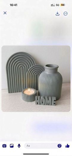 Modern 3D Printed Ribbed Home Decor Set - Minimalist Vase & Planter