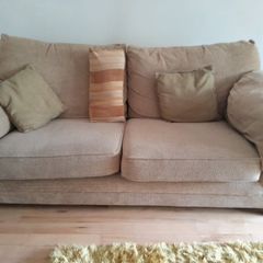 High cushioned, very comfortable  large 3 seater  with matching  chair.  Sofa 215cm  length,  chair 110cm.