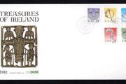 1991 Ireland Forth Definitive Stamp Series (28p Lismore Crozier, 37p &amp; 38p Gleinsheen Collar, 44p Silver Thistle Brooch &amp; 52p Broighter Boat) An Post First Day Cover (FDC)
