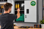 Wall Mounted Garage Storage Cabinet Lockable Metal Tool Cupboard with Adjustable Shelf 66 x 30.5 x 66cm