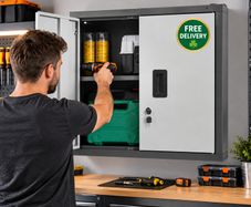 Wall Mounted Garage Storage Cabinet Lockable Metal Tool Cupboard with Adjustable Shelf 66 x 30.5 x 66cm