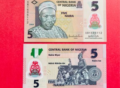Nigeria 5 Naira  2009  Polymer / Plastic. (uncirculated )