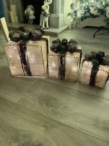 Set of 3 Illuminated Christmas Presents Decor for Indoor Use