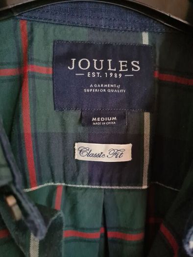 mens JOULES long sleeve shirt Size Medium classic fit tartan check navy green