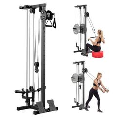 LAT Pull Down Machine, 3-in-1 Row Cable Machine, Cable Machines Home Gym with 18-Level Height Adjustment, Wall-Mount Design, Load 227kg Lat Tower for Full-Body Workouts, Single-Arm Training