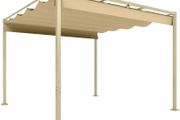 3 x 3m Retractable Roof Metal Pergola - Black