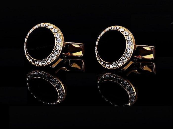 Gold Tone- Black Stone - Links For Men